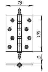 Петля універсальна 4500A (500-A4) 100x75x3 WAB Мат бронза Box - Изображение 1