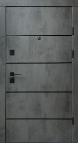 Вхідні двері Qdoors, колекція  Преміум, Комбі-Ак/гладь, оксид темний / бетон сніжний