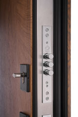 Вхідні двері Форт Нокс "Троя Стріт" дуб золотий (метал) / спил дерева медовий (МДФ) - Изображение 3