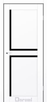 Міжкімнатні двері Darumi Carmen (40мм) Білий матовий Чорне Скло