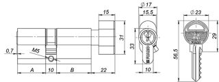 Циліндровий механізм 100 CA 60 mm (25+10+25) CP хром 5 кл. FUARO (з індивідуальним ключем) - Изображение 1