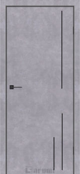 Міжкімнатні двері Darumi Plato Line PTL-05 (40 мм) Сірий бетон глухе з алюмінієвим молдінгом та алюм. торцем