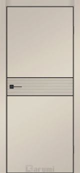 Міжкімнатні двері Darumi MODERN-02 (40 мм) Сріблястий тауп глухе з  чорним молдінгом та чорним торцем + фрезерування