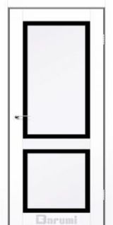 Міжкімнатні двері Darumi Ramona (40мм) Білий матовий Чорне Скло