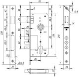 Корпус врізного замка з зачіпкою 900 3MR/CP W/B (хром), тех. упаковка FUARO (для легких дверей) - Изображение 1