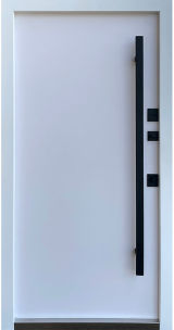 Вхідні двері Qdoors, колекція Стріт, Елегант вулиця, метал Антрацит 7021 фарба, декор лакобель,ручка труба квардат чорна 1450 мм - Изображение 1