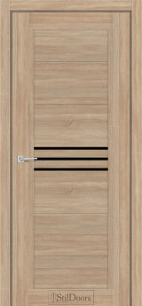 Міжкімнатні Двері StilDoors Ravello (40мм.) Ясен Пісочний Чорне скло