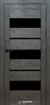 Міжкімнатні двері Syndicate Doors (40 мм)  PVC SD-105 Бетон темний Чорне