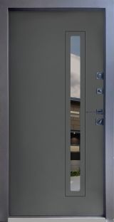 Вхідні двері Qdoors, колекція СТРОНГ, ВЕСТ, ВУЛИЦЯ 3 контура з ОЦИНКОВАНИМ металом на полотні,  пісок темний сірий/антрацит vin - Изображение 1