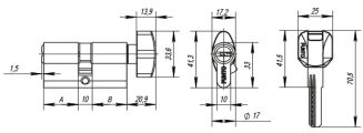 Циліндровий механізм з вертушкой Z402/60 mm (25+10+25) CP хром 5 кл. PUNTO (з індивідуальним ключем) - Изображение 1