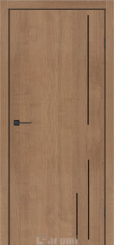 Міжкімнатні двері Darumi Plato Line PTL-05 (40 мм) Горіх кендал глухе з алюмінієвим молдінгом та алюм. торцем