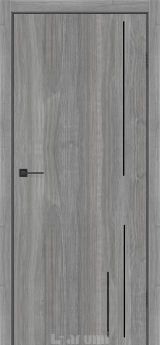 Міжкімнатні двері Darumi Plato Line PTL-05 (40 мм) Горіх грей рівер глухе з  чорним молдінгом та чорним торцем