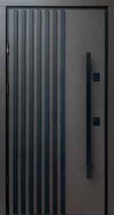 Вхідні двері Qdoors, Berez Street Plus, LOFT, RAL пісок 8019 /дуб 23, ручка квардат чорна