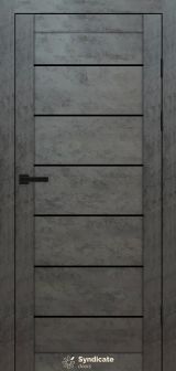 Міжкімнатні двері Syndicate Doors (40 мм)  PVC SD-108 Бетон темний Чорне