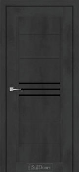 Міжкімнатні Двері StilDoors Ravello (40мм.) Бетон Антрацит Чорне скло