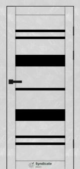Міжкімнатні двері Syndicate Doors (40 мм)  PVC SD-104 Бетон білий Чорне