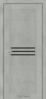 Міжкімнатні Двері StilDoors Ravello (40мм.) Бетон Тефра Чорне скло