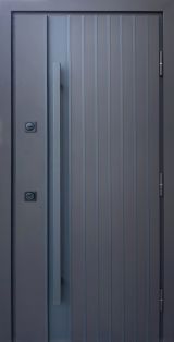 Вхідні двері Qdoors, колекція СТРОНГ, АЙРОН, ВУЛИЦЯ 3 контура з ОЦИНКОВАНИМ металом на полотні,  пісок коричневий/білий атлас vin