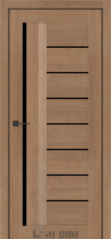 Міжкімнатні двері Darumi Floriana-01 (40 мм) Горіх кендал Чорне скло