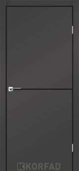 Міжкімнатні двері Korfad DLP-01(Sota) Super PET антрацит глухі, декоративна чорна вставка, кромка алюмінієва - Изображение 1