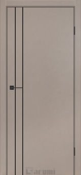 Міжкімнатні двері Darumi Plato Line PTL-05 (40 мм) Сірий краст глухе з алюмінієвим молдінгом та алюм. торцем