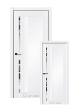 Міжкімнатні двері Darumi Floriana-03 (40 мм) Білий матовий глухе/ вузьке вертикальне скло